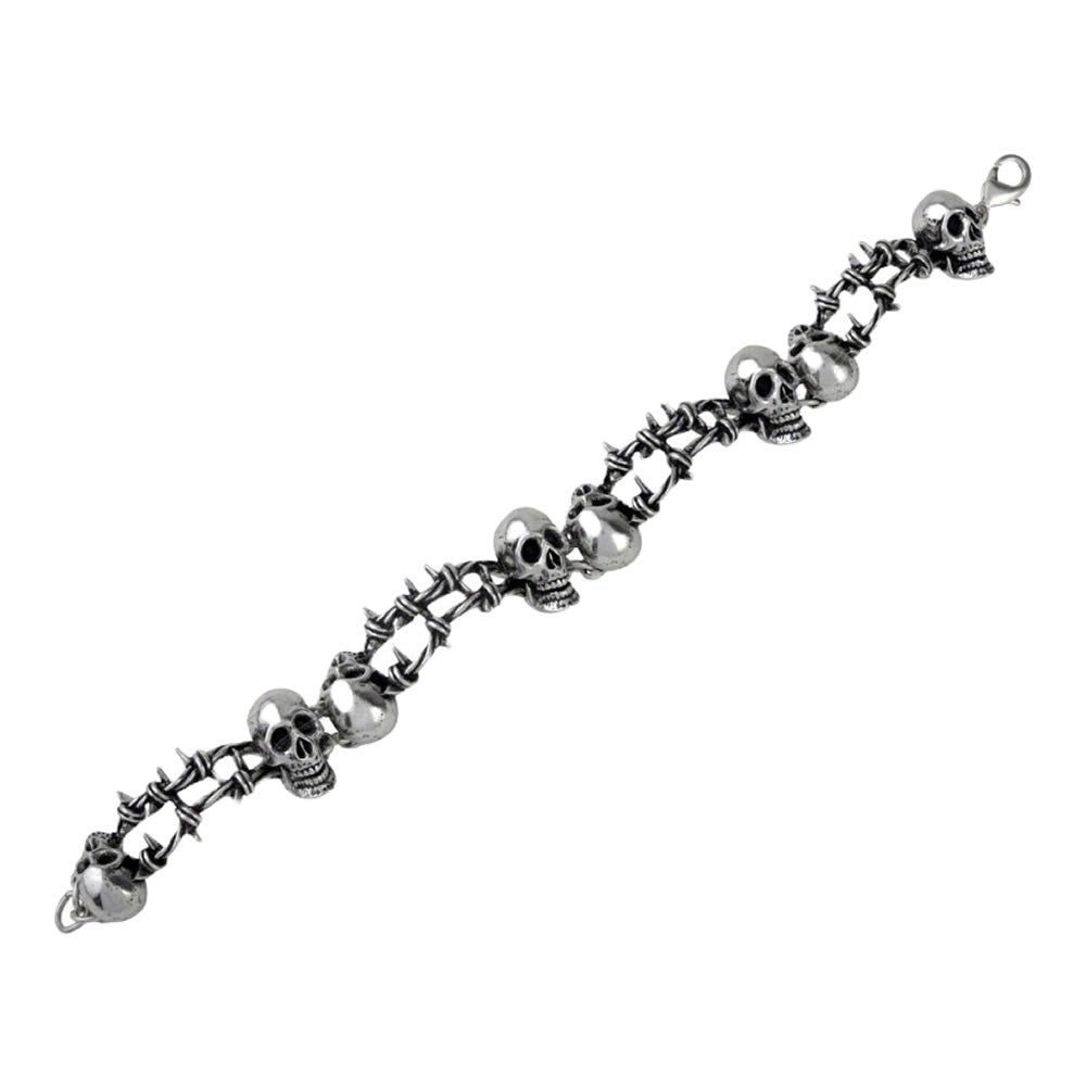 Alchemy Gothic No Mans Land Skull Barbed Wire Bracelet A103