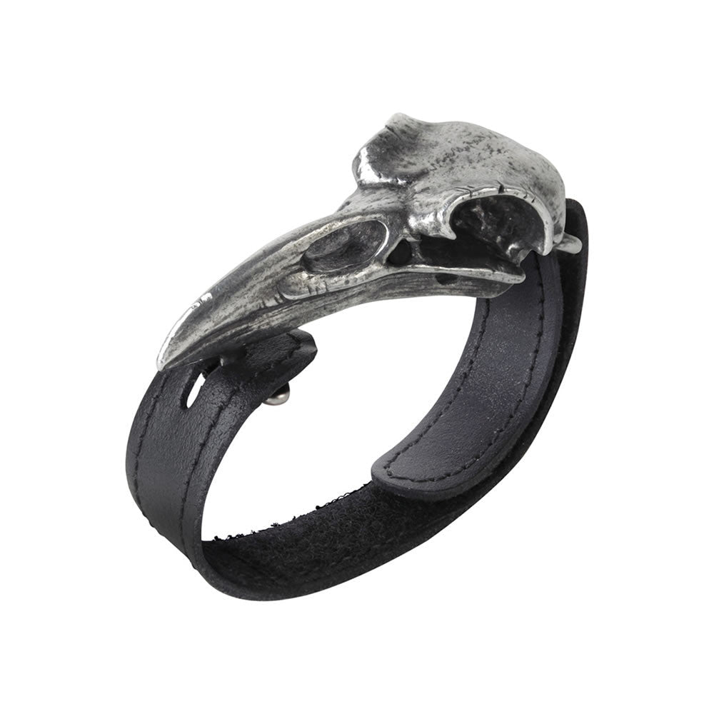 Alchemy Gothic Rabeschadel Raven Skull Leather Bracelet A105