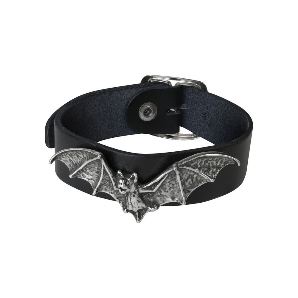 Alchemy Gothic Desmodus Bat Black Leather Wrist Strap A111