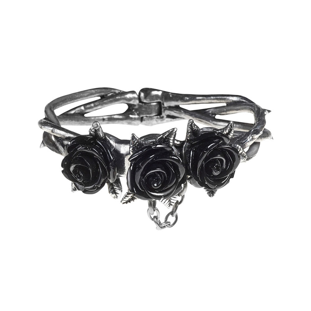 Alchemy Gothic Wild Black Roses Bracelet A125