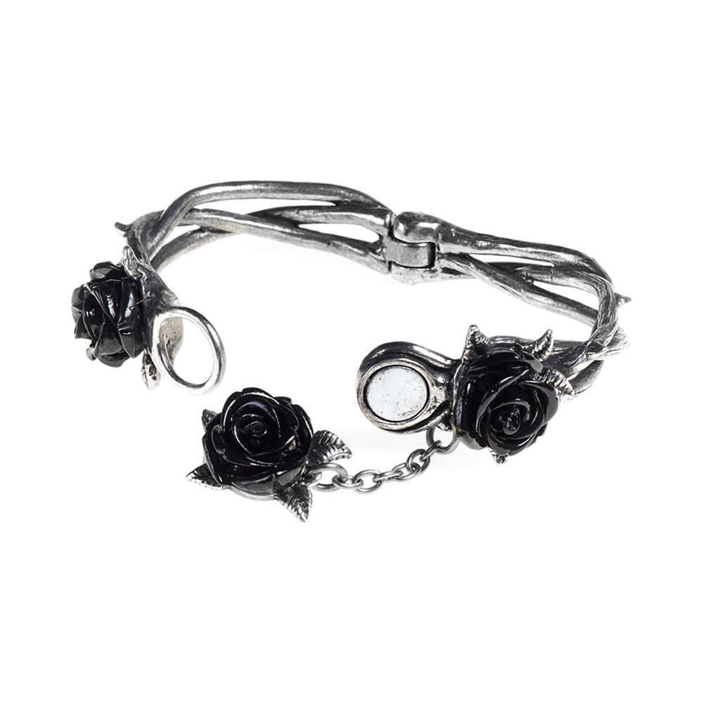 Alchemy Gothic Wild Black Roses Bracelet A125