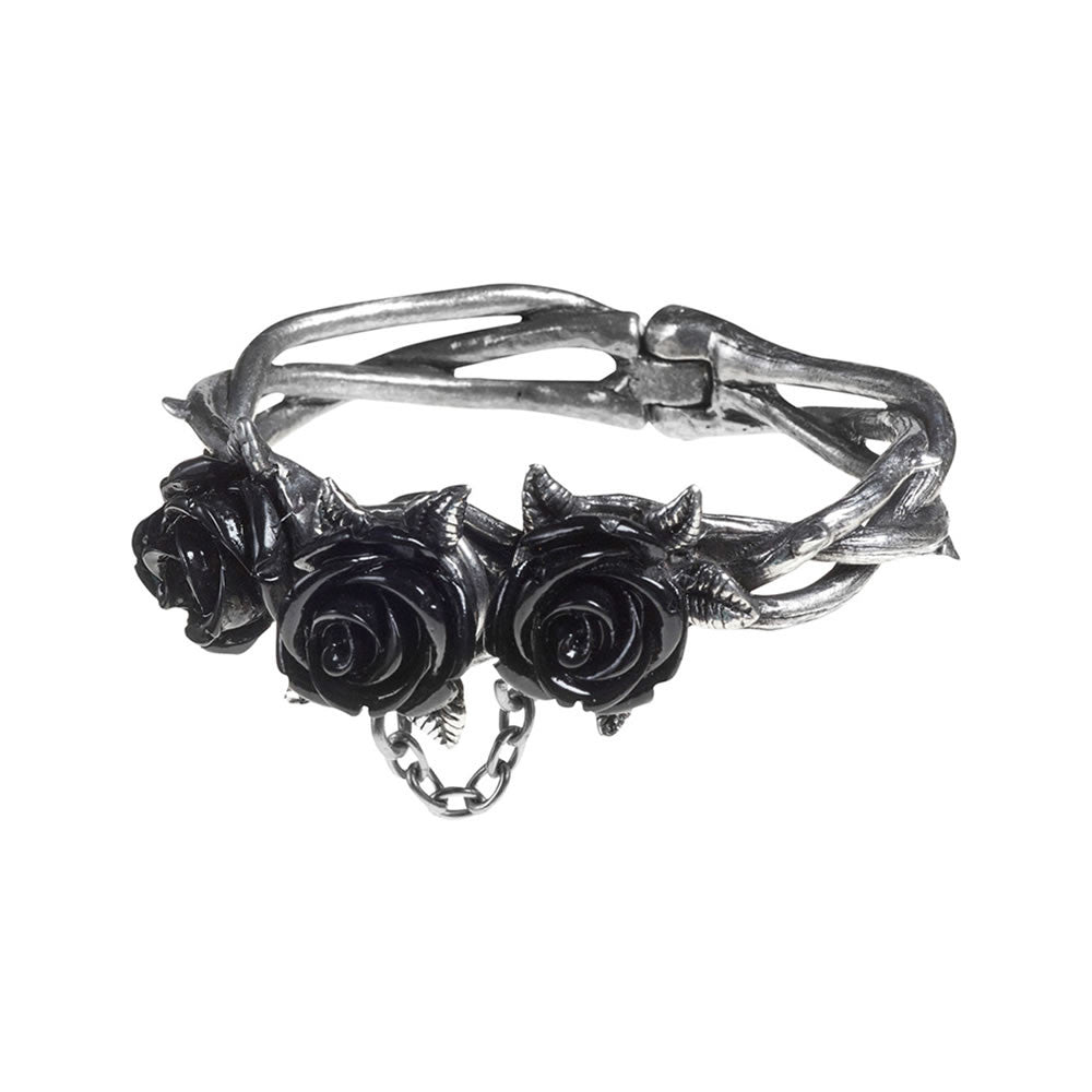 Alchemy Gothic Wild Black Roses Bracelet A125