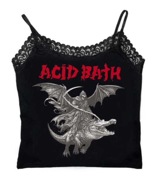 Vera's Eyecandy Acid Bath Cropped Lace Camisole Tank Top
