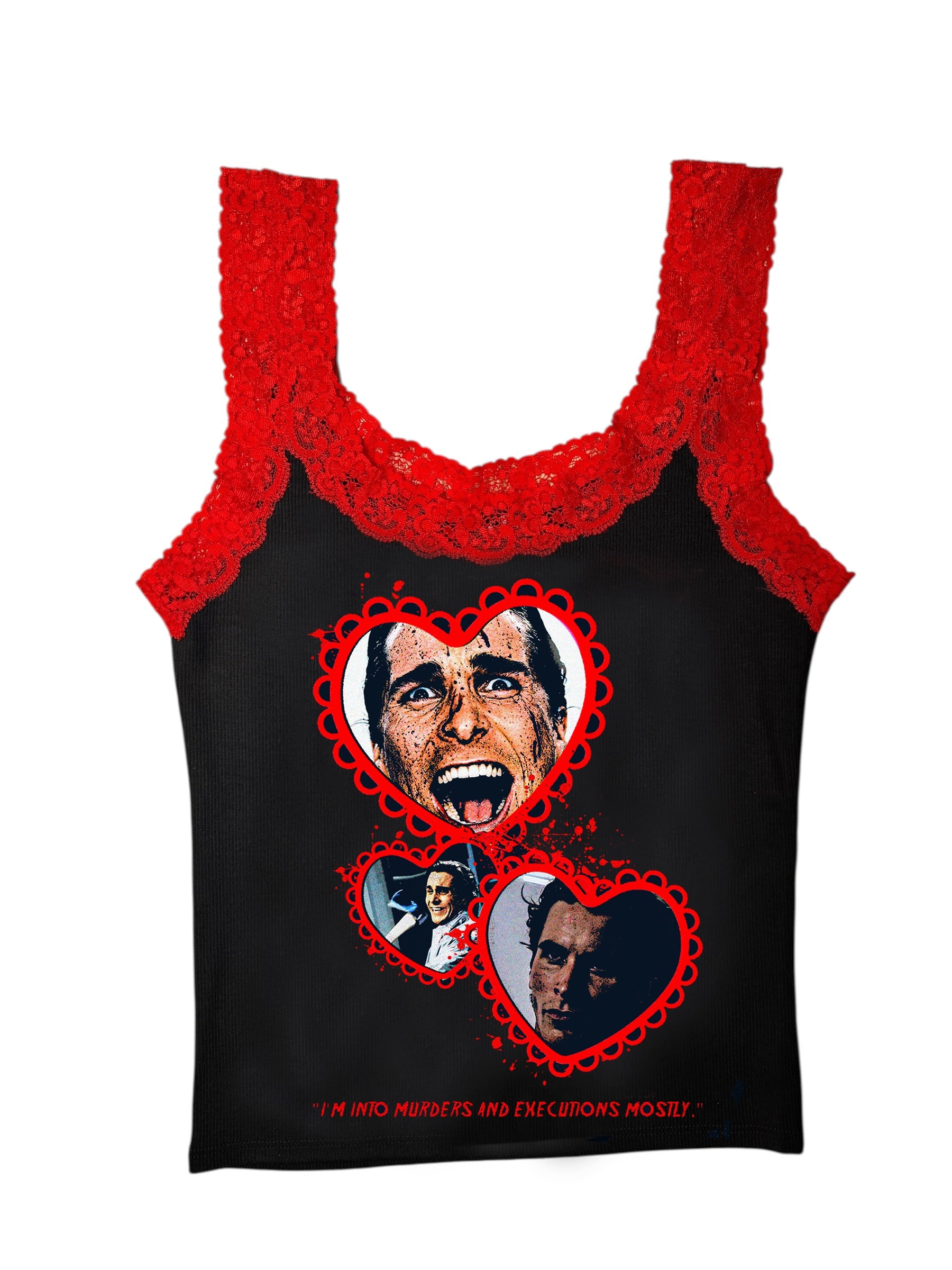Vera's Eyecandy American Psycho Lace Ribbed Tank Top