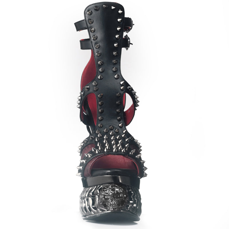 Hades ARKHANE Black Burgundy Stud Sandal 5" Heel