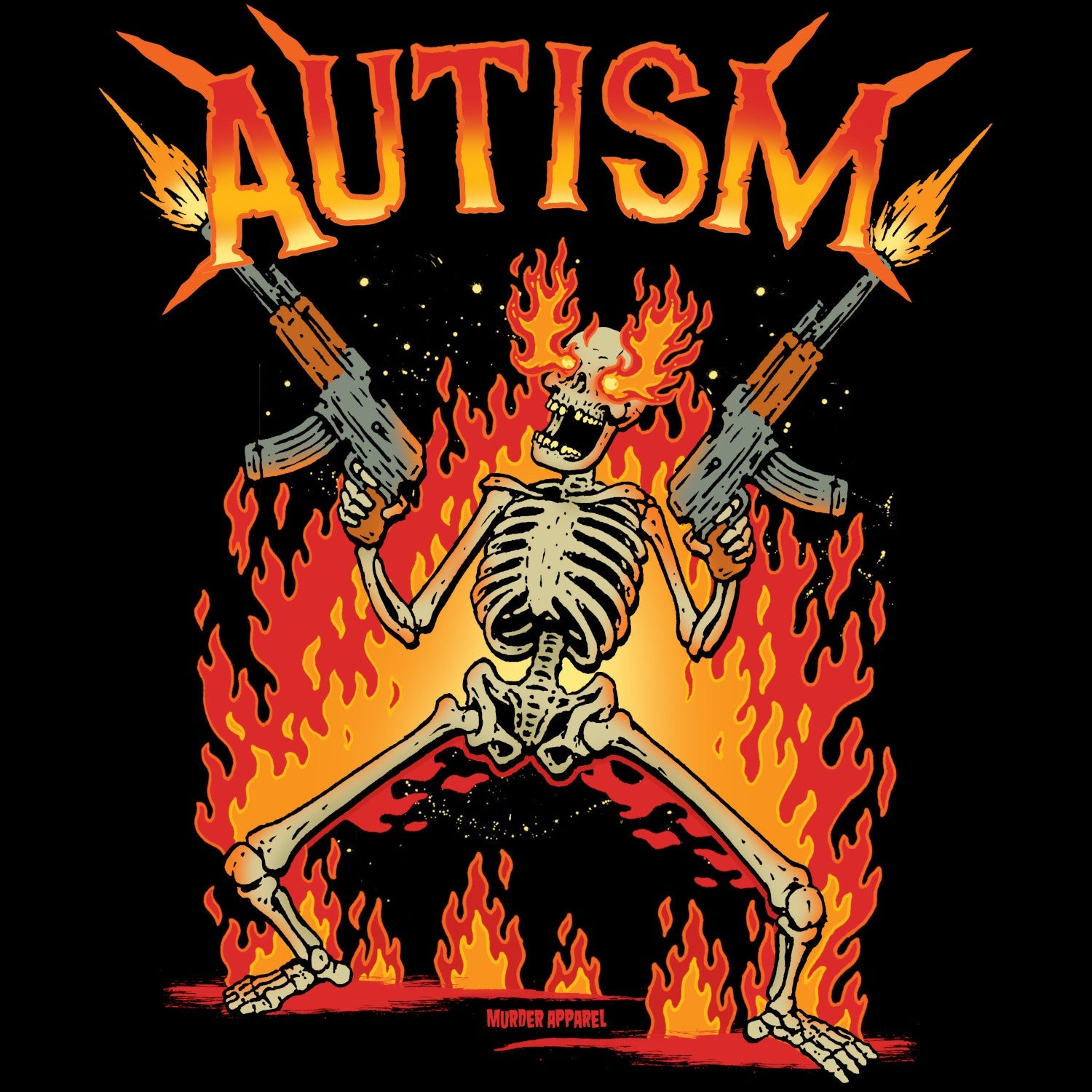 Murder Apparel Autism Skeleton Black T-shirt