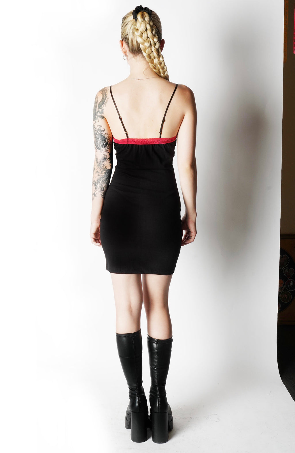 Vera's Eyecandy Dio Red Lace Strap Metal Dress