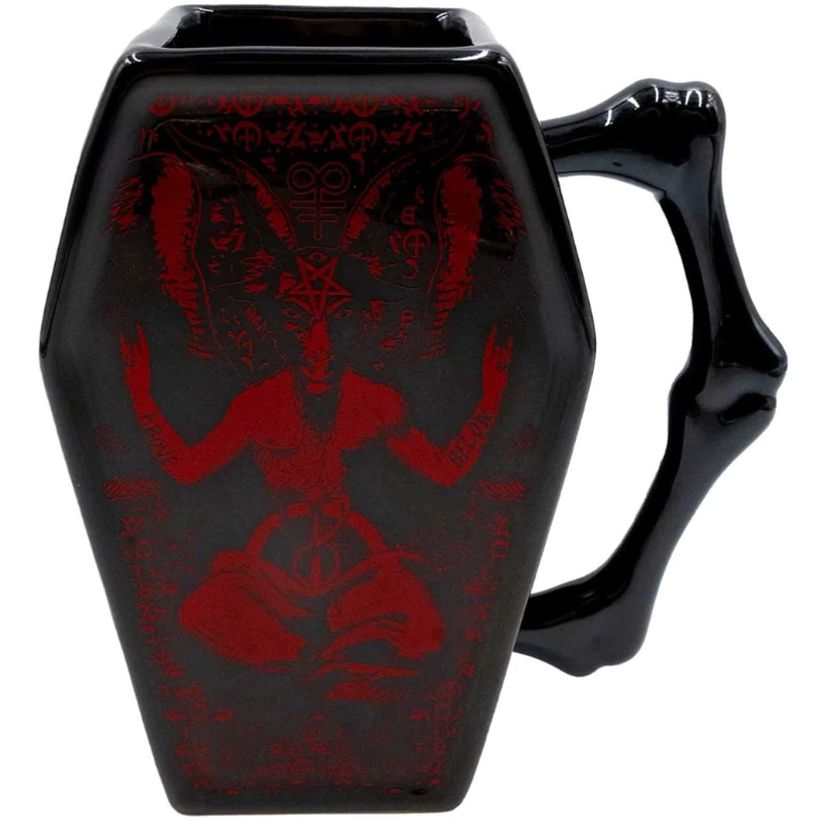 Kreepsville 666 Baphomet Large Black Red Coffin Mug