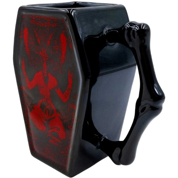 Kreepsville 666 Baphomet Large Black Red Coffin Mug