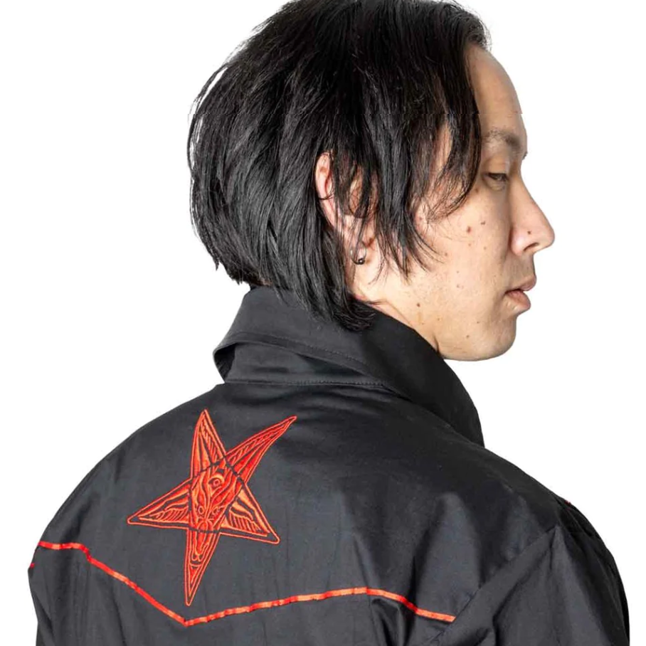 Kreepsville 666 Baphomet Hellbilly Black Red Western Shirt