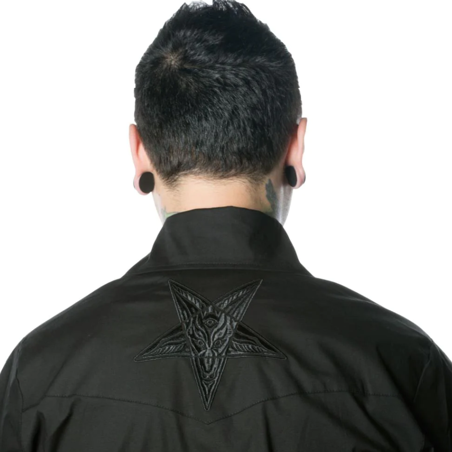 Kreepsville 666 Baphomet Hellbilly Black Western Shirt