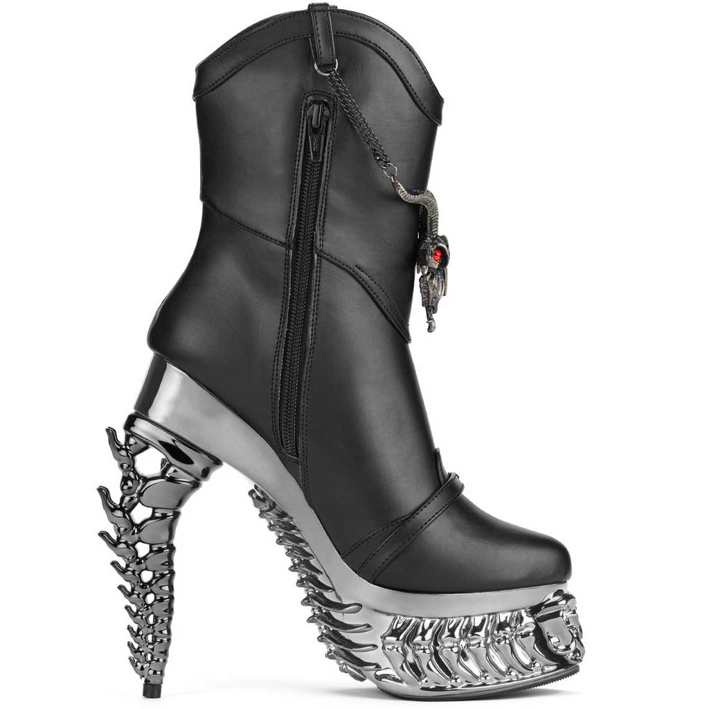 Hades + Alchemy BAPHOMETICA Black Mid Calf Boots 5" Heel