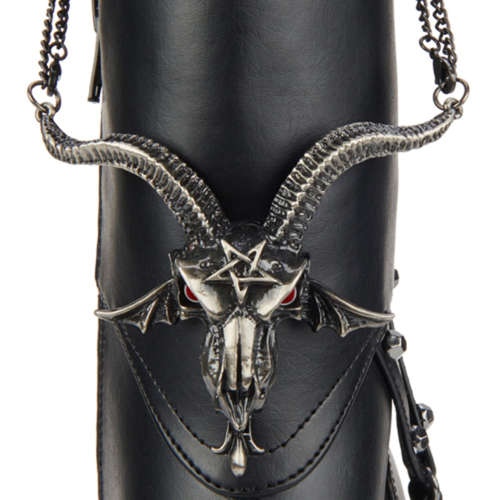 Hades + Alchemy BAPHOMETICA Black Mid Calf Boots 5" Heel