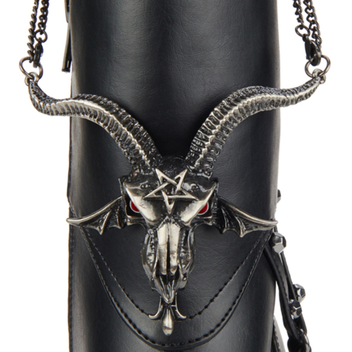 Hades + Alchemy BAPHOMETICA Black Mid Calf Boots 5" Heel
