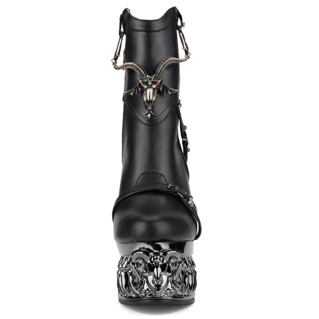 Hades + Alchemy BAPHOMETICA Black Mid Calf Boots 5" Heel