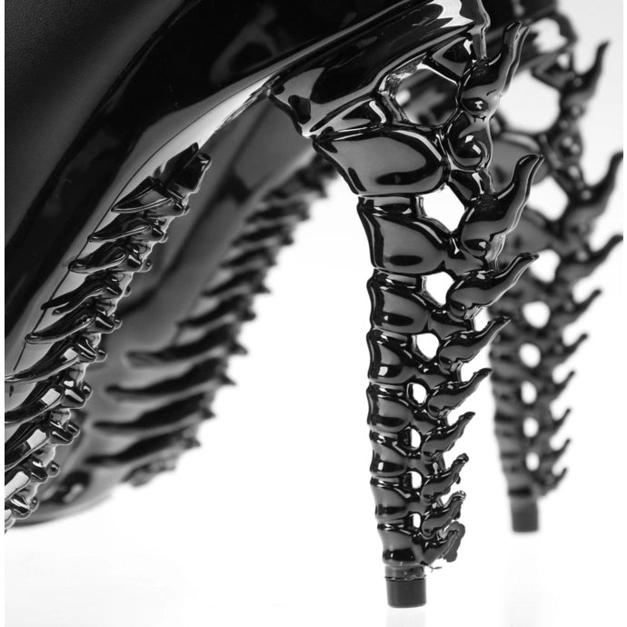 Hades NAGA Black Vegan Snake Leather Boot 5" Spinal Heel