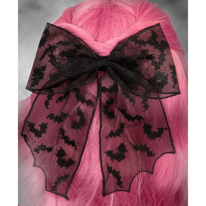 Kreepsville 666 Bats Mesh Lace Hair Bow
