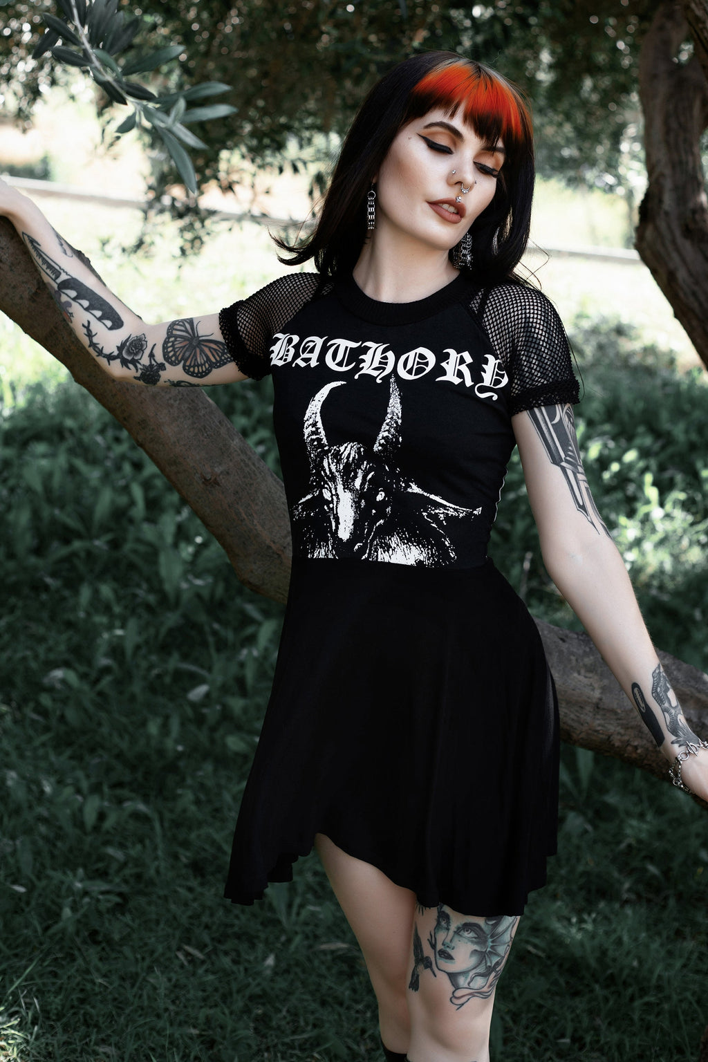 Vera's Eyecandy Bathory Fishnet Baby Doll Metal Dress