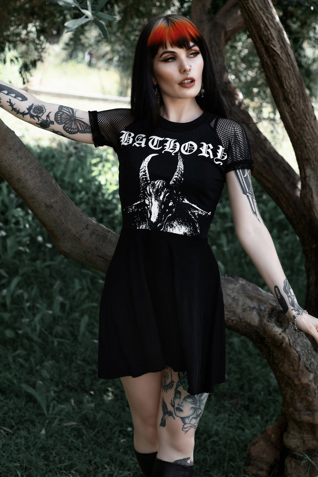 Vera's Eyecandy Bathory Fishnet Baby Doll Metal Dress