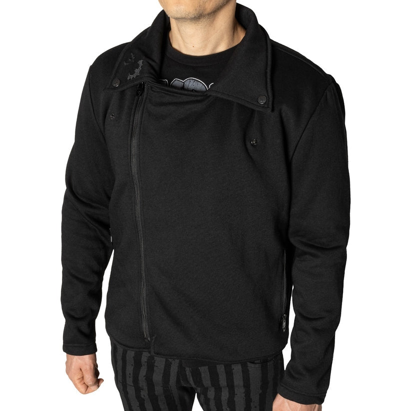 Kreepsville 666 Bats Biker Black Fleece Zip Up Moto Jacket