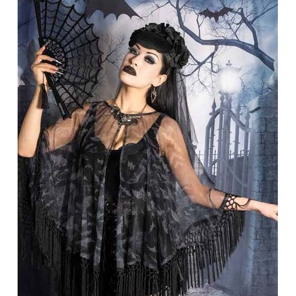 Kreepsville 666 Bats Black Gray Mesh Gothic Cover Up
