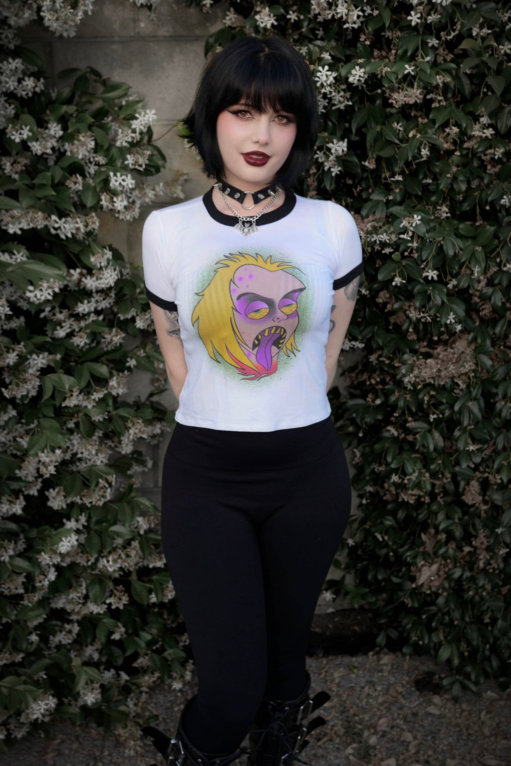 Vera's Eyecandy Beetlejuice 'Face' Ringer Tee