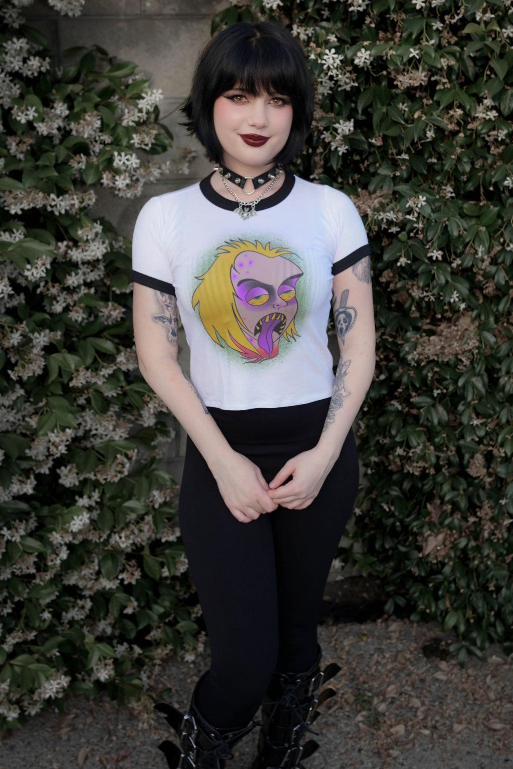 Vera's Eyecandy Beetlejuice 'Face' Ringer Tee