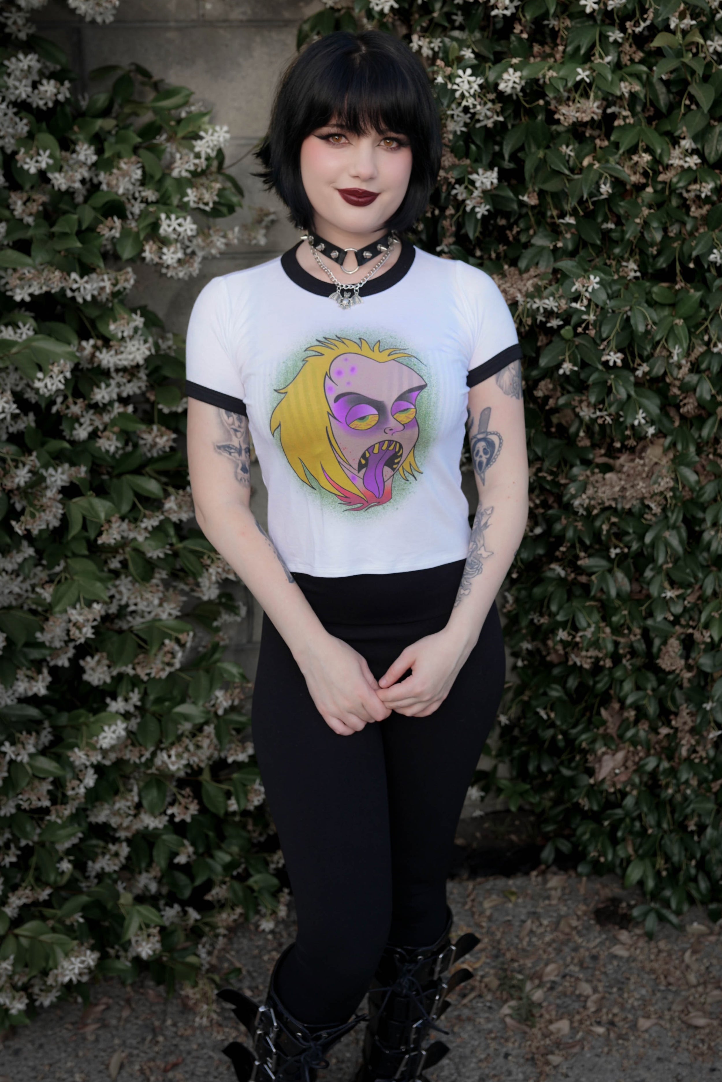 Vera's Eyecandy Beetlejuice 'Face' Ringer Tee