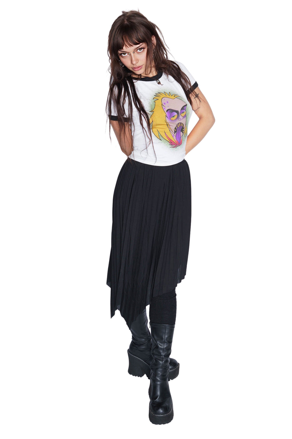 Vera's Eyecandy Beetlejuice 'Face' Ringer Tee