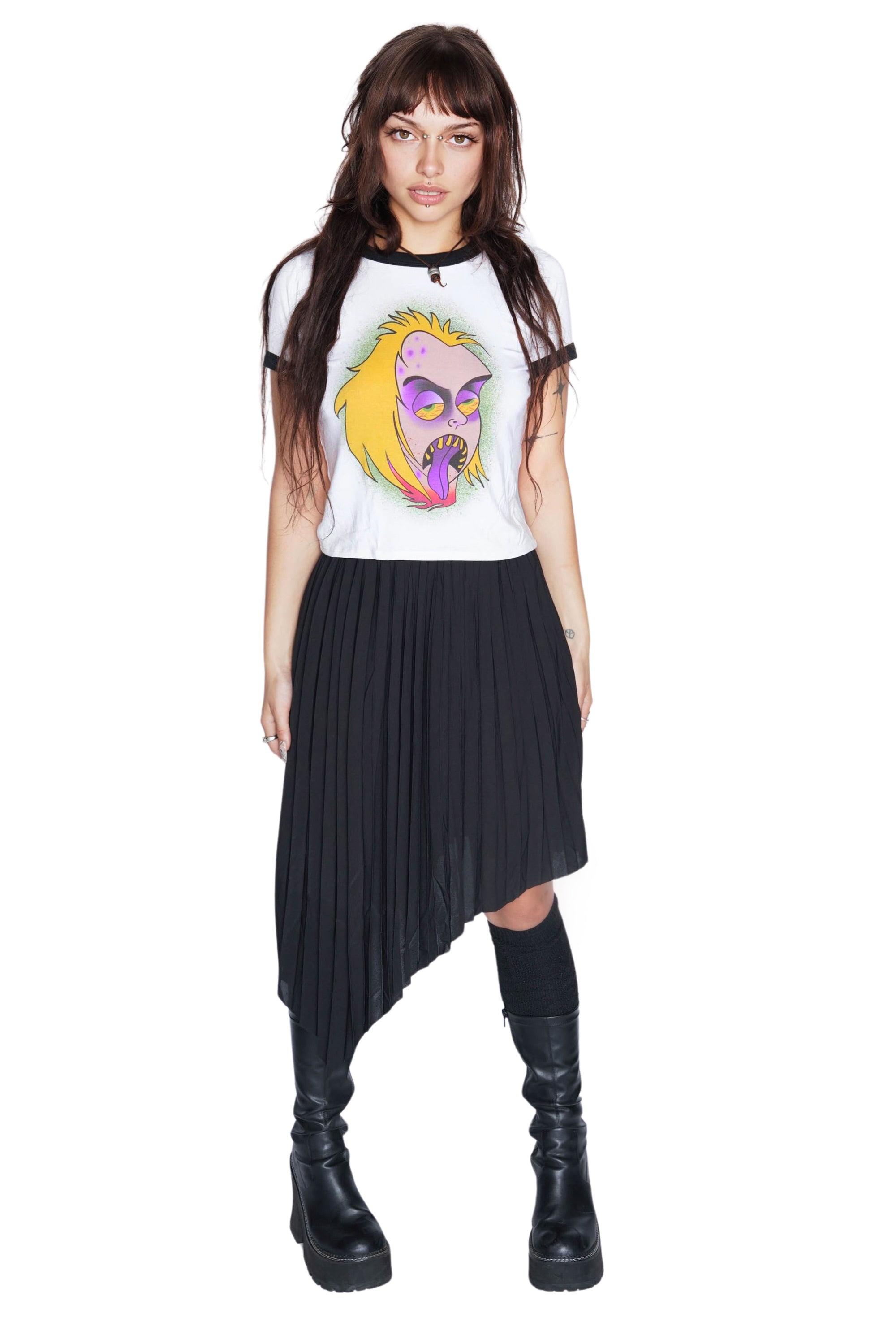 Vera's Eyecandy Beetlejuice 'Face' Ringer Tee