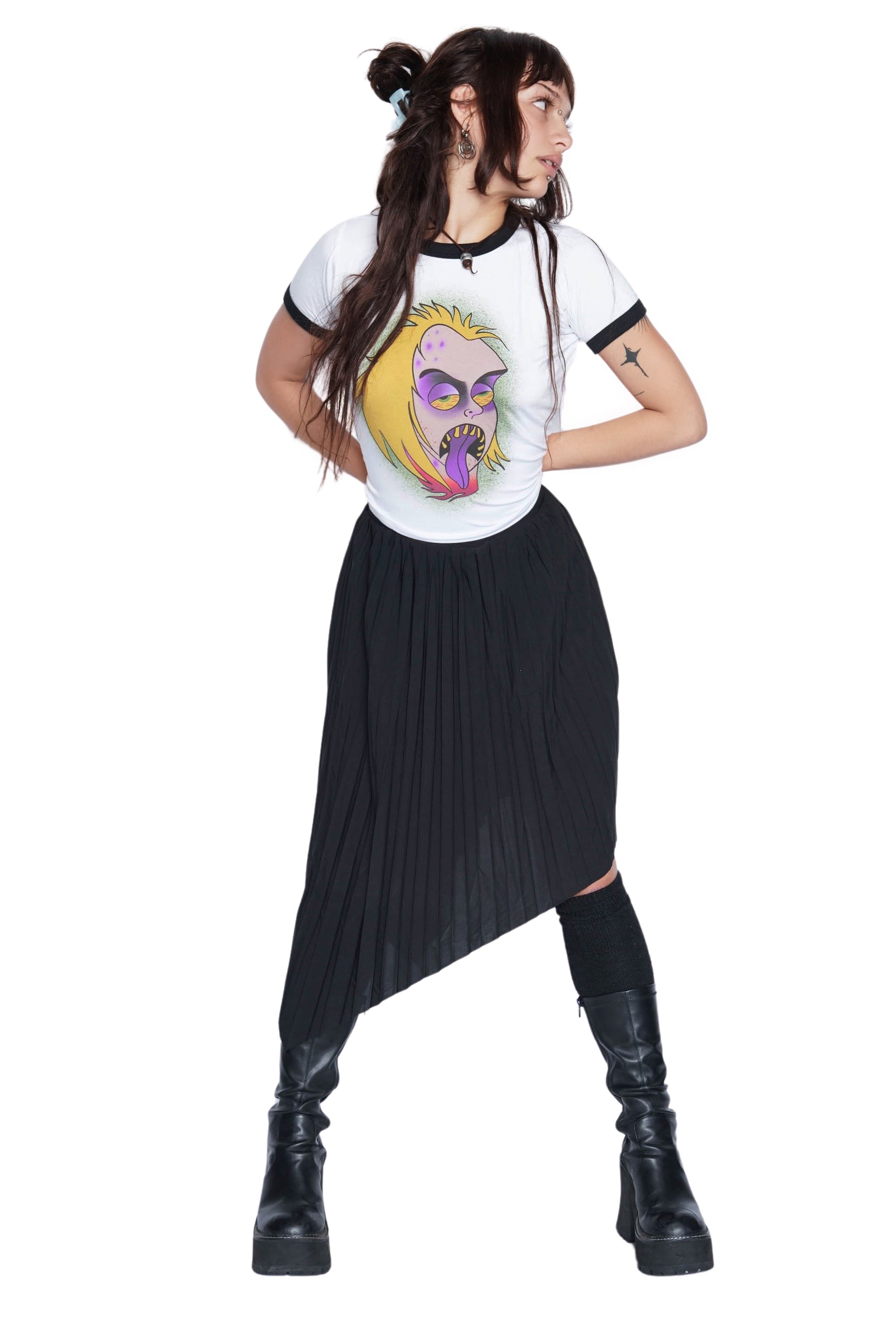 Vera's Eyecandy Beetlejuice 'Face' Ringer Tee