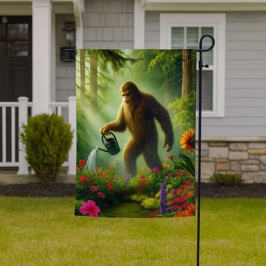 Original Underground Bigfoot in the Garden Garden Flag