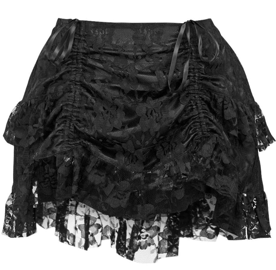 Black Lace Ruched Bustle Skirt - Daisy Corsets