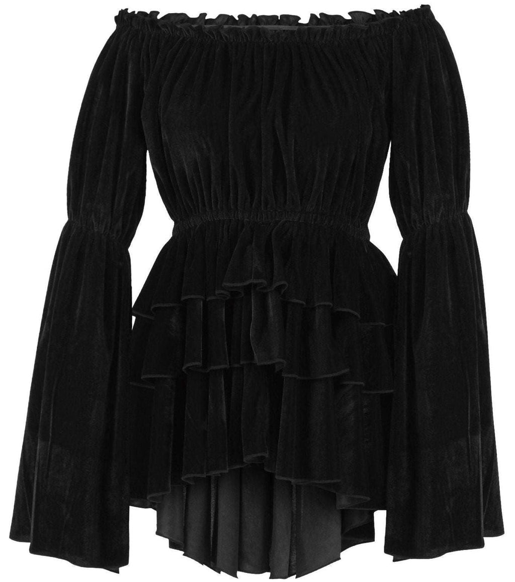 Black Velvet Ruffle Dress - Daisy Corsets