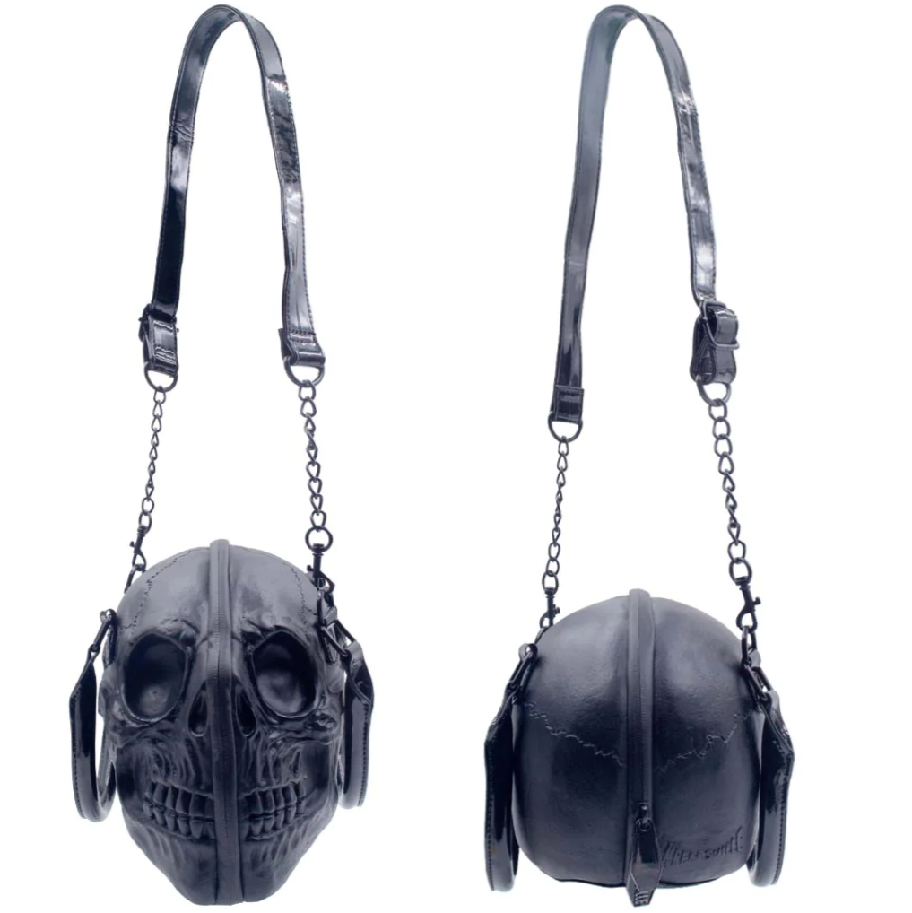 Kreepsville 666 Black Latex Skull Purse Handles Shoulder Strap