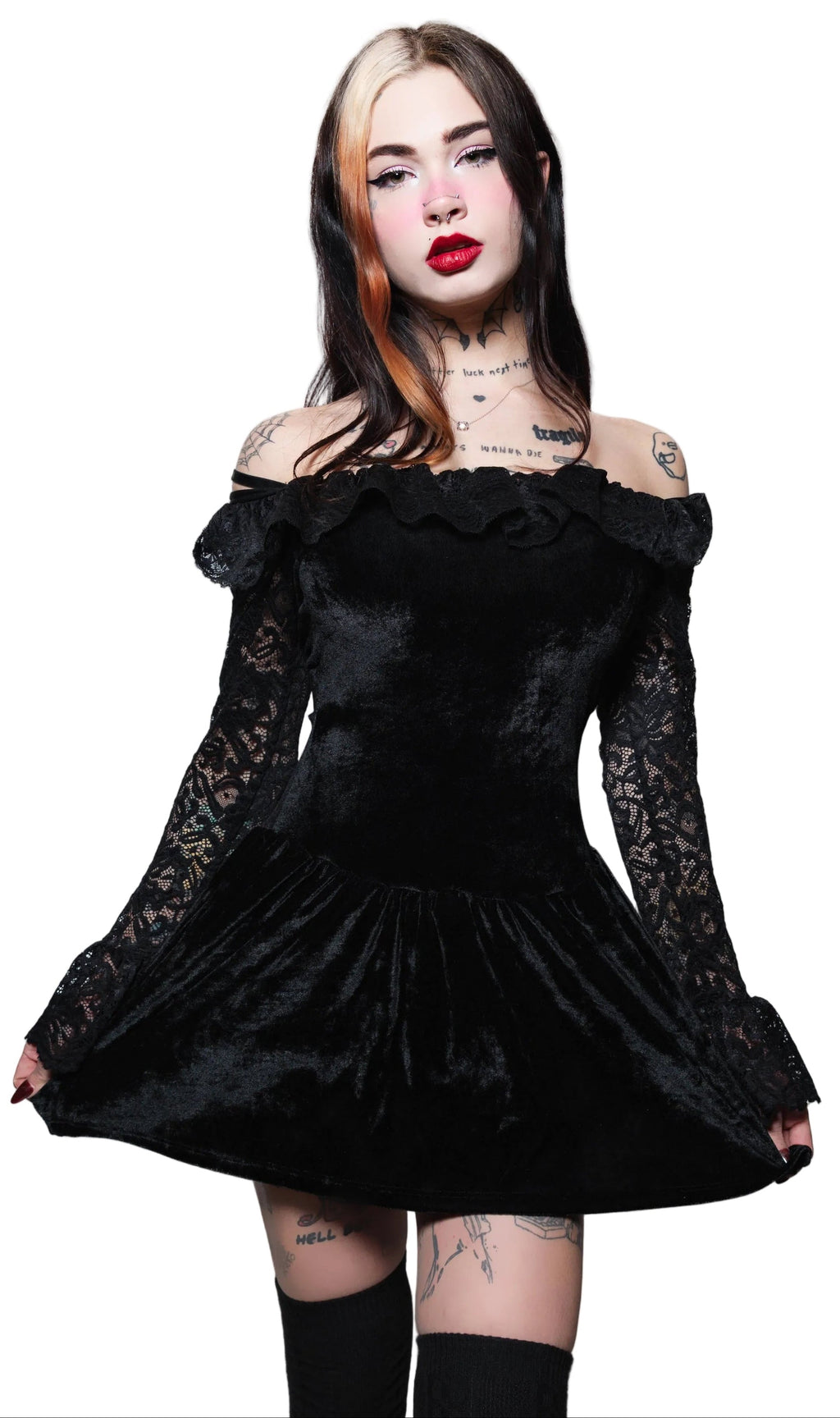 Vera's Eyecandy Black Widow Velvet Dress