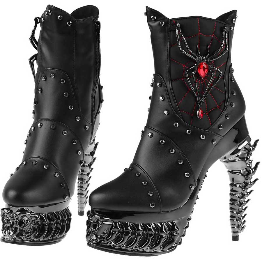 Hades + Alchemy BLACK WIDOW Black Mid Calf Boots 5" Heel