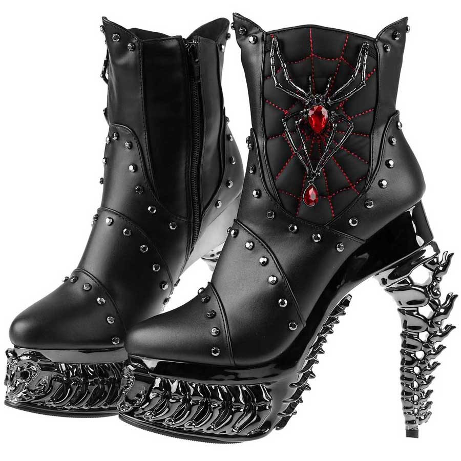 Hades + Alchemy BLACK WIDOW Black Mid Calf Boots 5" Heel