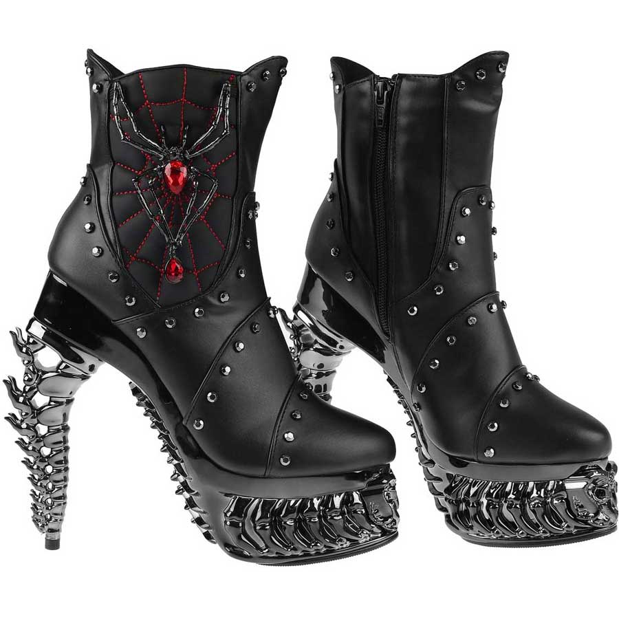 Hades + Alchemy BLACK WIDOW Black Mid Calf Boots 5" Heel