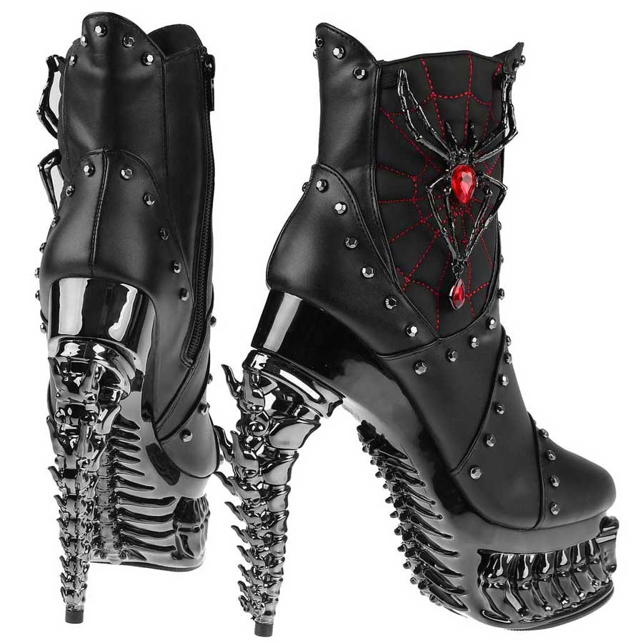 Hades + Alchemy BLACK WIDOW Black Mid Calf Boots 5" Heel