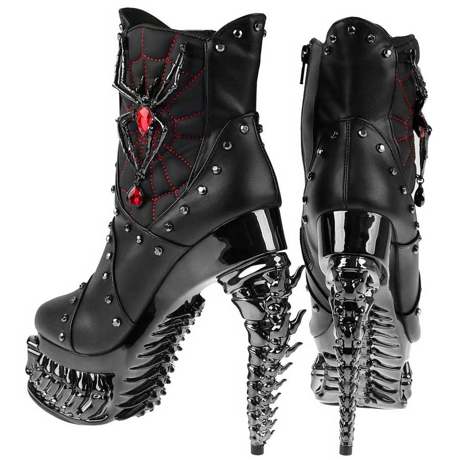 Hades + Alchemy BLACK WIDOW Black Mid Calf Boots 5" Heel