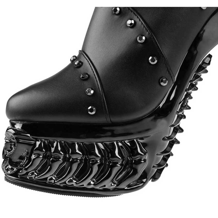 Hades + Alchemy BLACK WIDOW Black Mid Calf Boots 5" Heel
