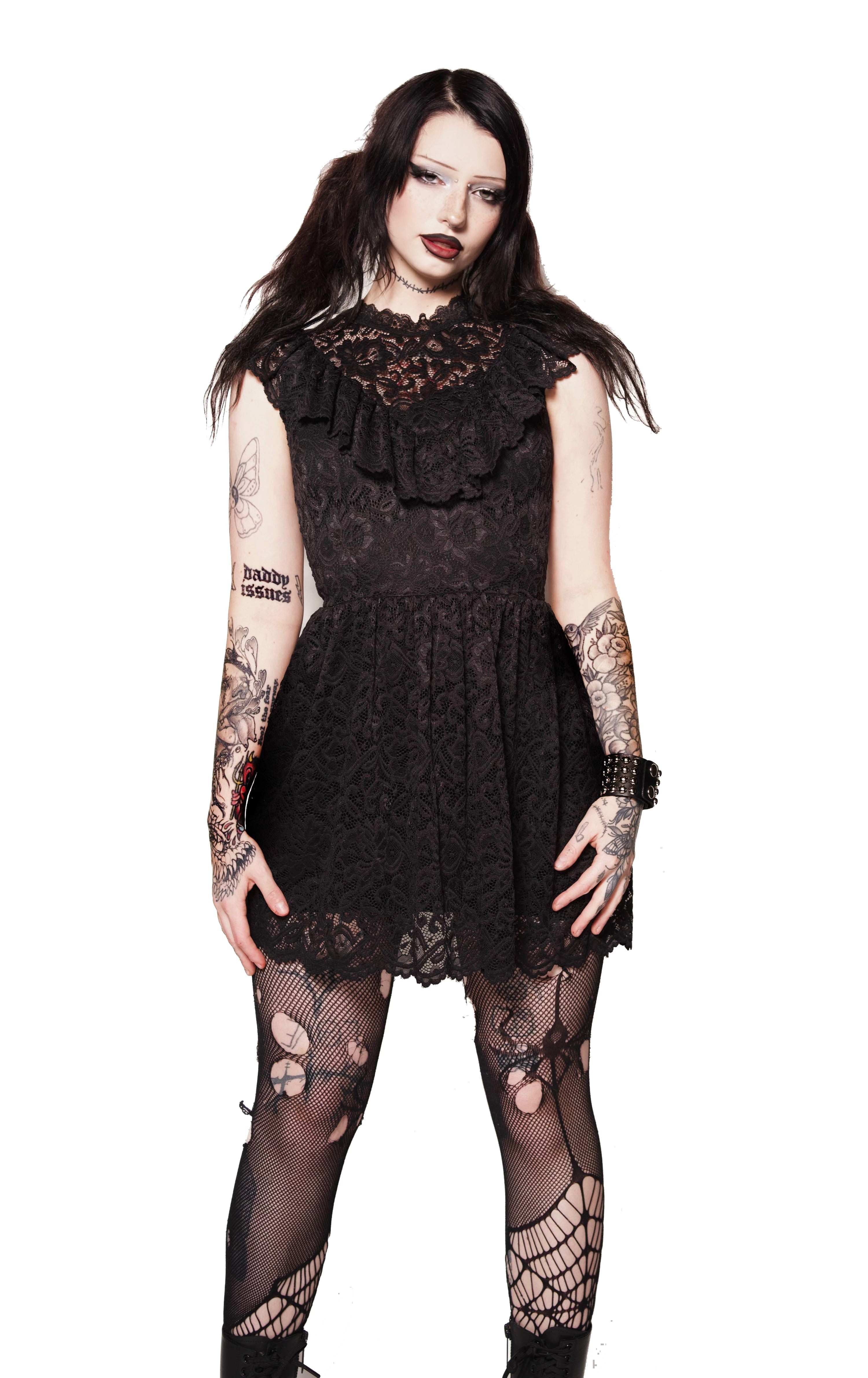 Vera's Eyecandy The Scarlet Mourning Lace Black Dress