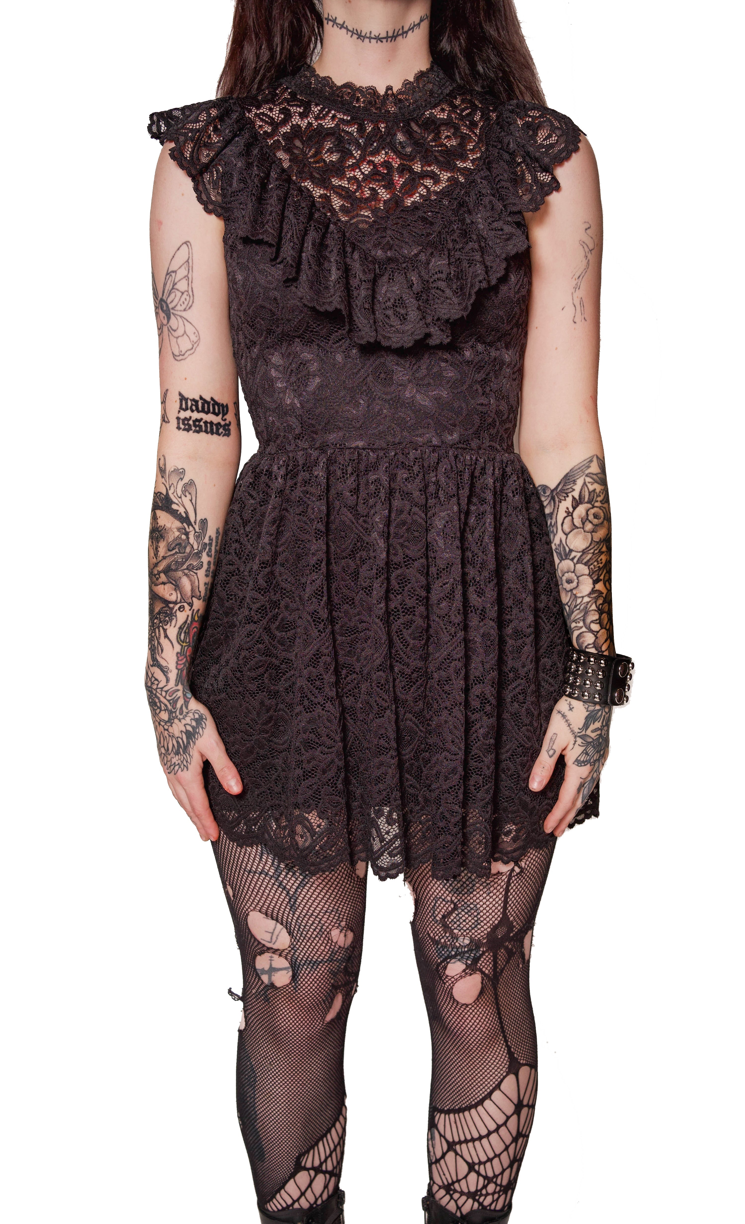 Vera's Eyecandy The Scarlet Mourning Lace Black Dress