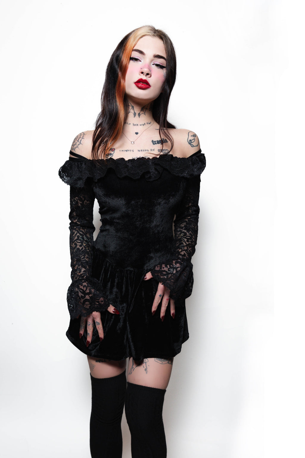 Vera's Eyecandy Black Widow Velvet Dress