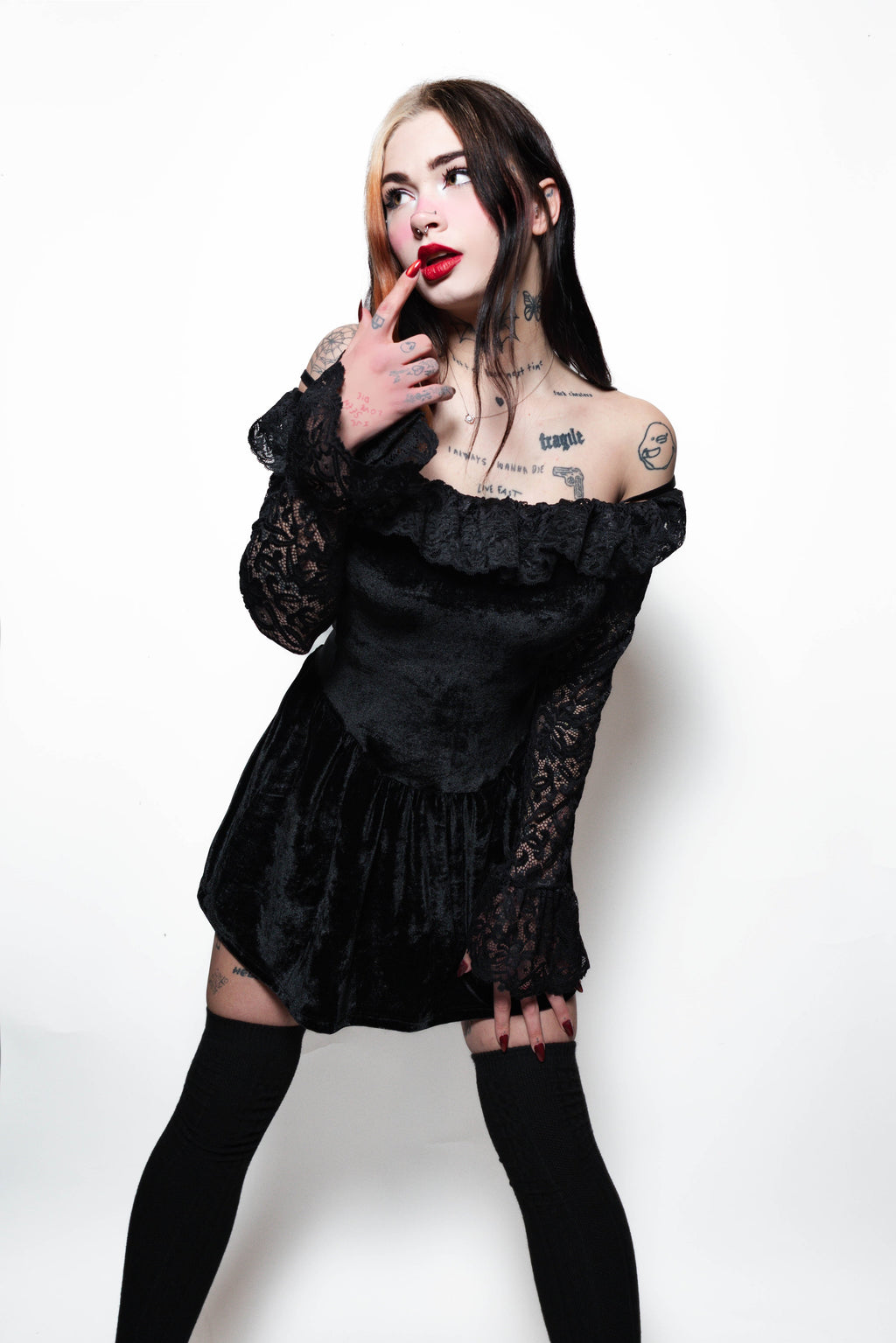 Vera's Eyecandy Black Widow Velvet Dress