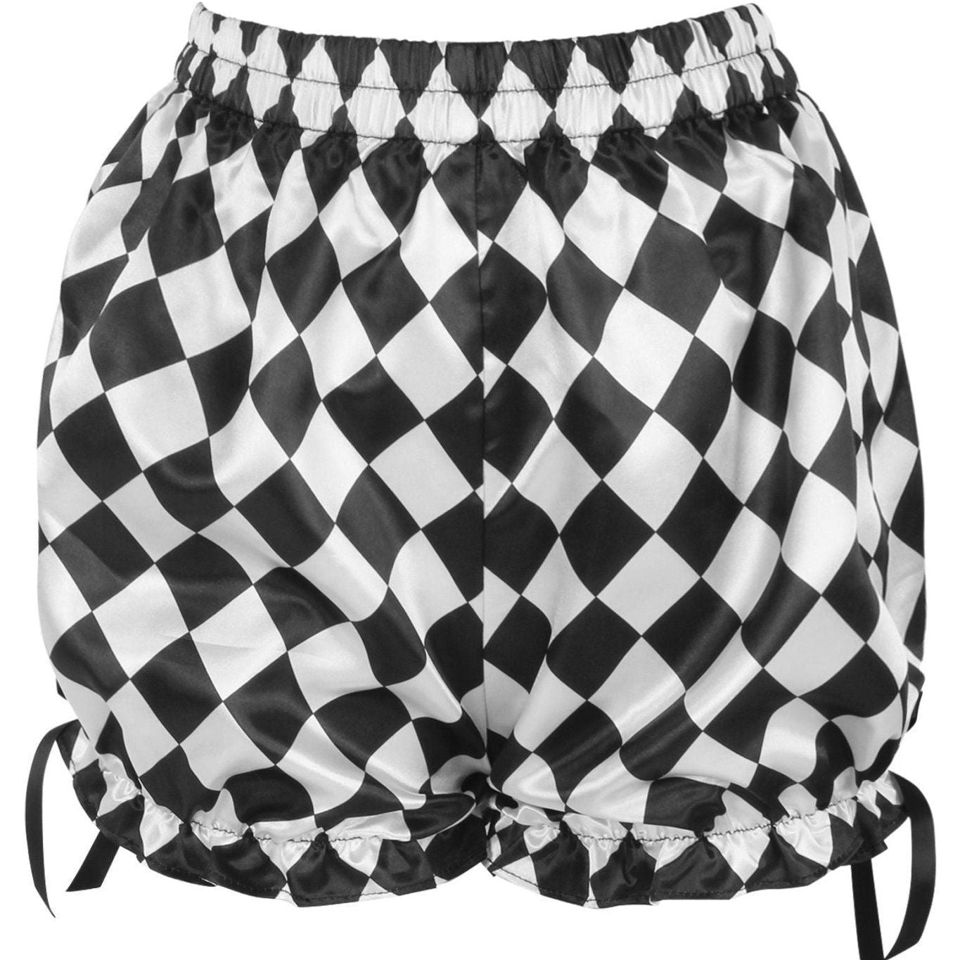 Black/White Diamond Print Satin Bloomers - Daisy Corsets