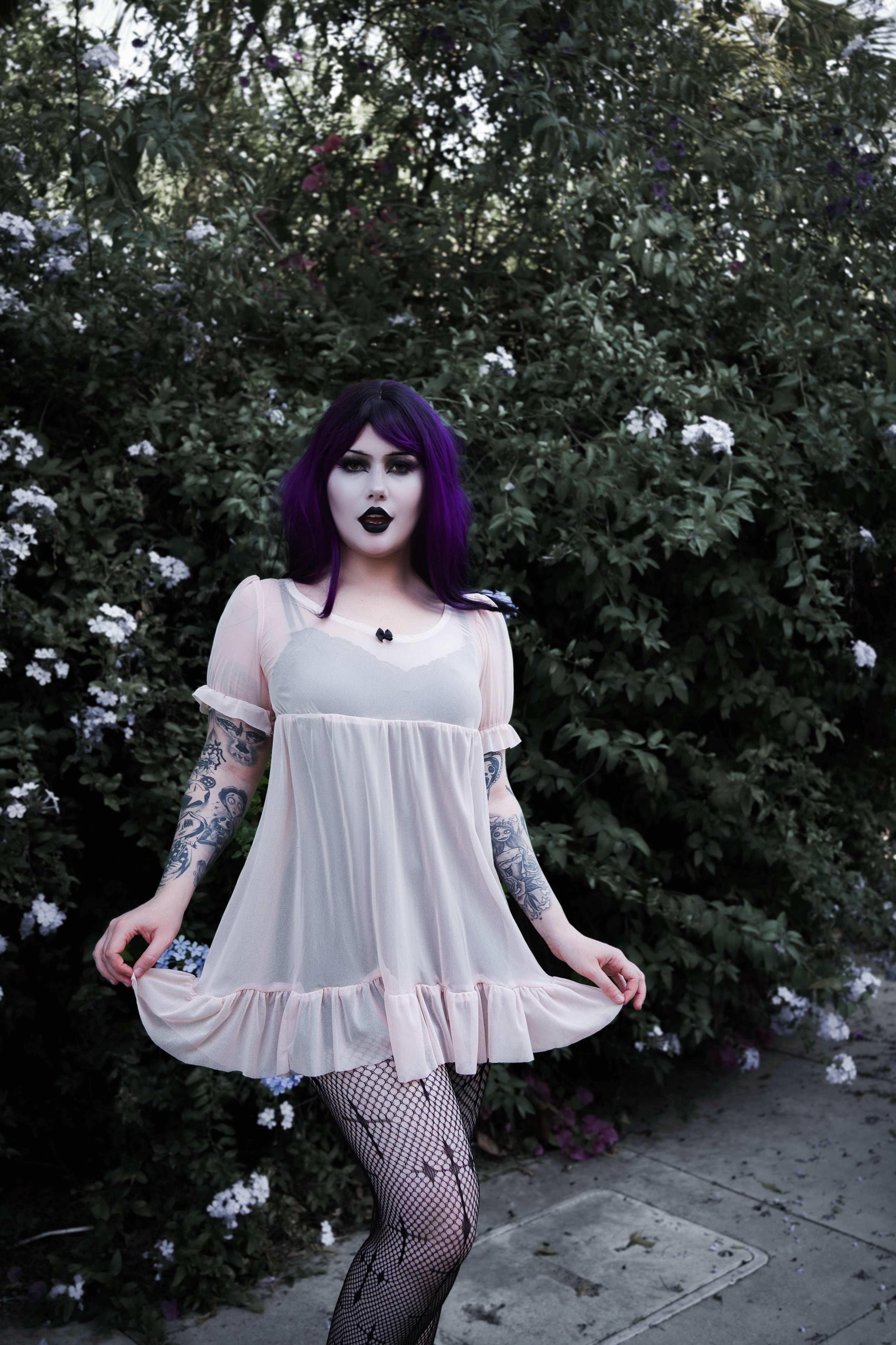 Vera's Eyecandy Blush Mesh Babydoll Dress