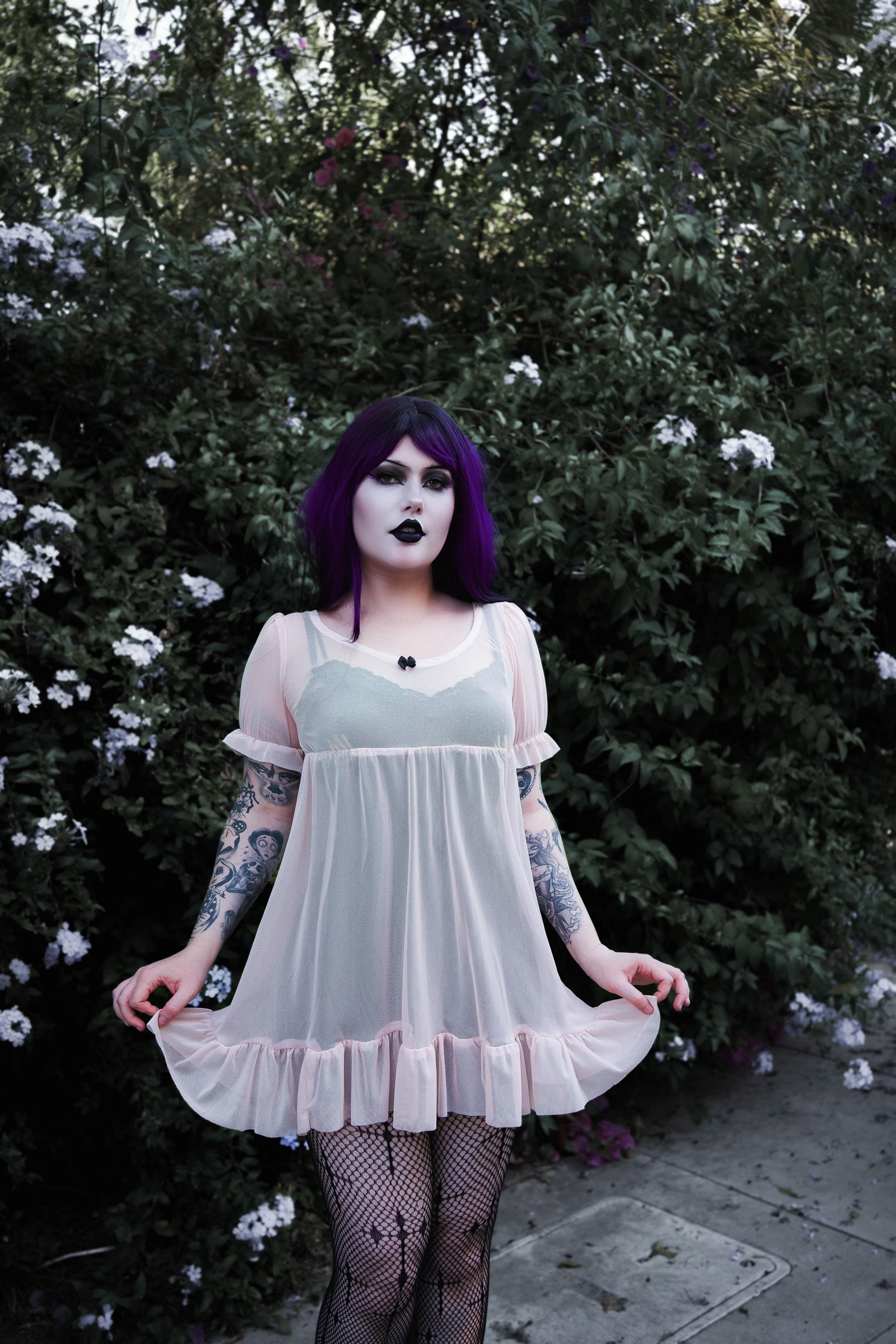 Vera's Eyecandy Blush Mesh Babydoll Dress