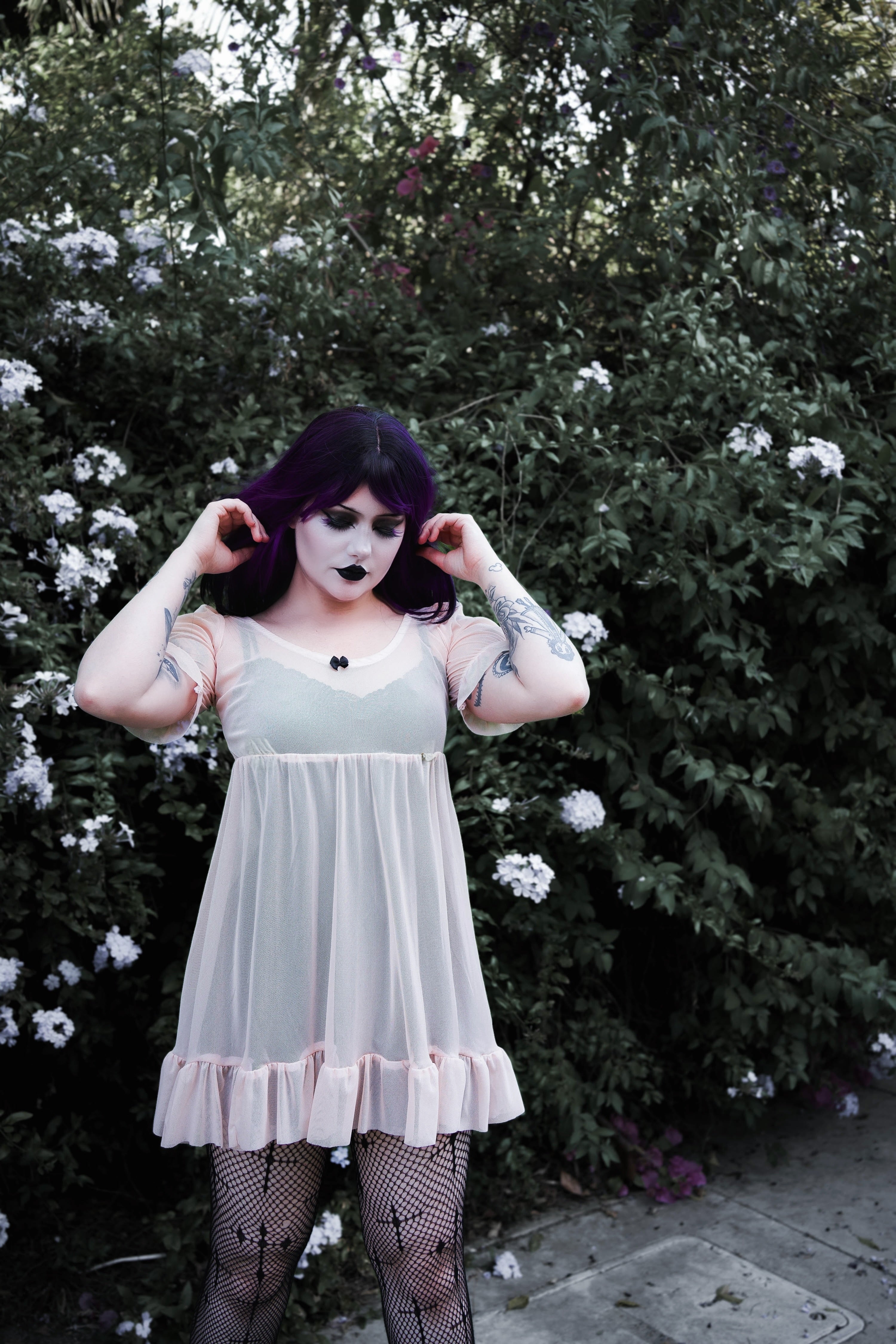 Vera's Eyecandy Blush Mesh Babydoll Dress